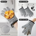 thumbnail image 3 of MAD SHARK Silicone Oven Mitts Heat Resistant 450 Degrees,Waterproof & Non-Slip Oven Gloves with Fingers,Cotton Lined Silicone Oven Gloves Kitchen Mitts for Baking Cooking Barbecue,Women,Oven (GREY1), 3 of 12