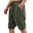 thumbnail image 2 of CHGBMOK Mens Pirate Shorts Solid Color Cotton Linen Shorts Drawstring Elastic Waist Cuffed Shorts Summer Casual Shorts with Pockets, 2 of 8