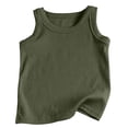 thumbnail image 4 of Tisuna Child Girls Summer Vest Tops Solid Color Sleeveless Crew Neck T Shirts Lightweight Stretchy Little Girls Holiday School Daily Wear Size 2-3 Years Army Green, 4 of 4
