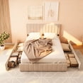 thumbnail image 2 of Aiho Full Bed Frame, Upholstered Platform Bed with Sturdy Metal Frame and 4 Under-Bed Drawers - Beige, 2 of 9