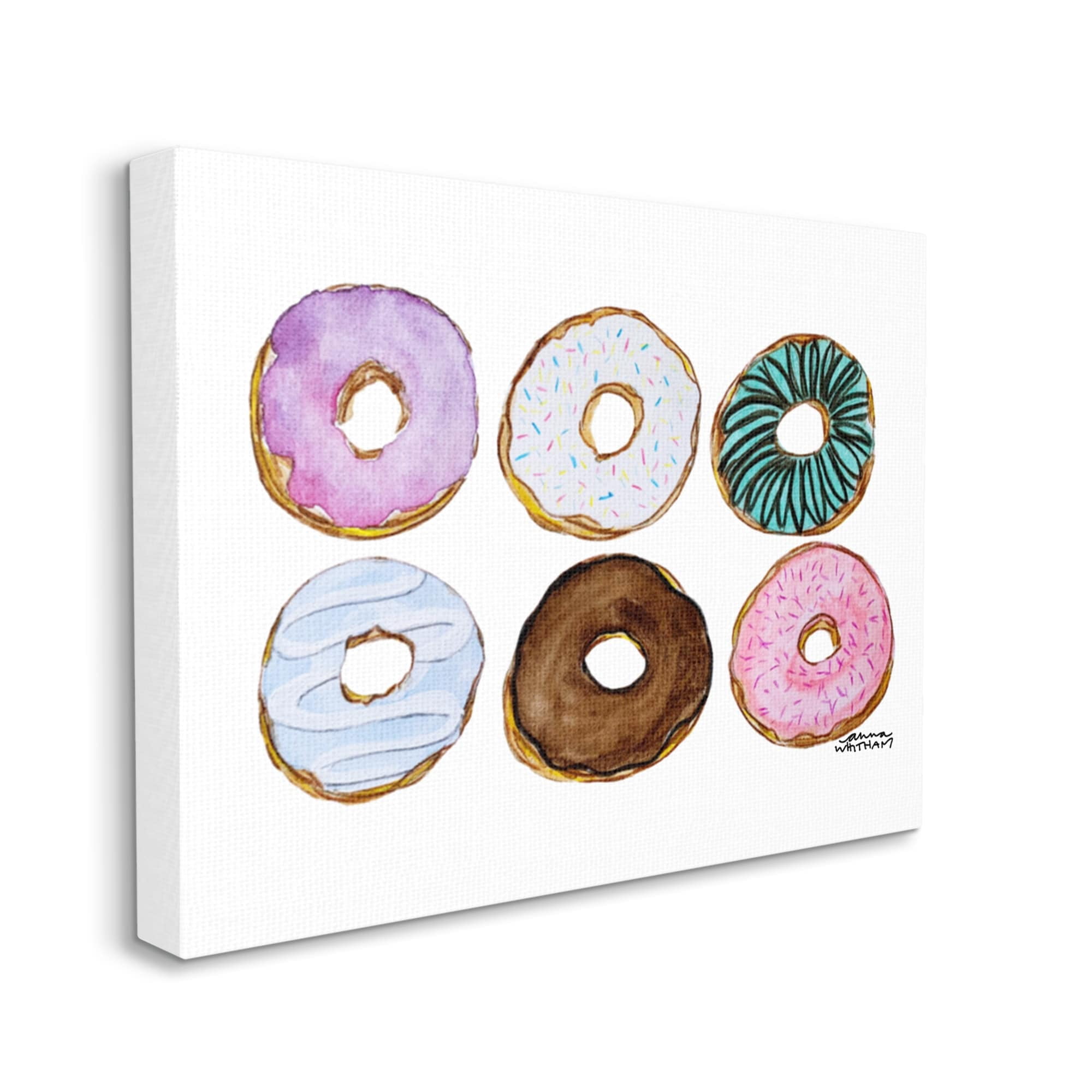 Stupell Industries Various Trendy Frosted Sprinkled Donuts Pastries Dessert Canvas Wall Art, 30 x 24, Design by Angela Nickeas