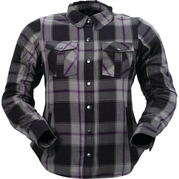 Z1R Ashwood Womens Button Up Long Sleeve Flannel Shirt Purple SM