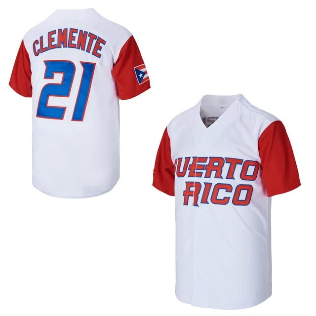 LS Puerto Rico #21 Roberto Clemente World Game Classic Men Baseball Jersey
