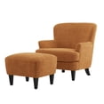 thumbnail image 2 of Christopher Knight Home Accent Chair with Ottoman, Tapered Wood Legs, Caramel, 2 of 9
