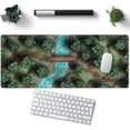 thumbnail image 5 of Desk Pad Retro Gaming Green Forest Desk mat Beige Brown Green Large Gaming Mouse Pad for Desk Computer Keyboard Laptop Mouse Pad Decor Home Office Accessories for Girl with Stitched Eges31.5x11.8in, 5 of 6