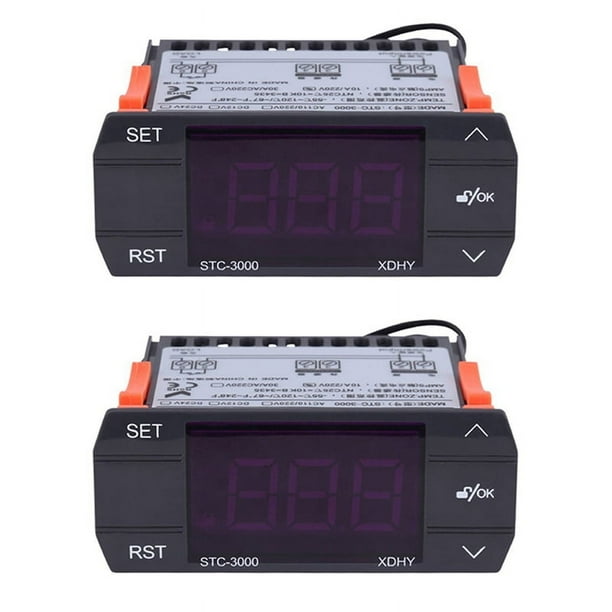 2X Termostato Controlador de Temperatura Digital STC-3000 con Sensor 110-220V 30A