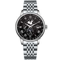 GUANQIN Men Calendar Moon Phase Multifunctional Vintage Wristwatch Analog Automatic Mechanical Self-Wind Stylish Wrist Watch Steel or Leather Band Sapphire Waterproof Luminous Business Clock