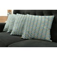 thumbnail image 5 of Ambesonne Geometric Throw Pillow Cover 4 Pack, Chevron Retro Style, 24", Seafoam Yellow Grey, 5 of 5
