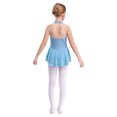 thumbnail image 2 of Oyolan Robe de Patinage à Glace Florale en Strass Sans Manches à Sequins en Maille pour Filles Enfants Robe de Patinage à Roulettes Gris Bleu 6, 2 of 7
