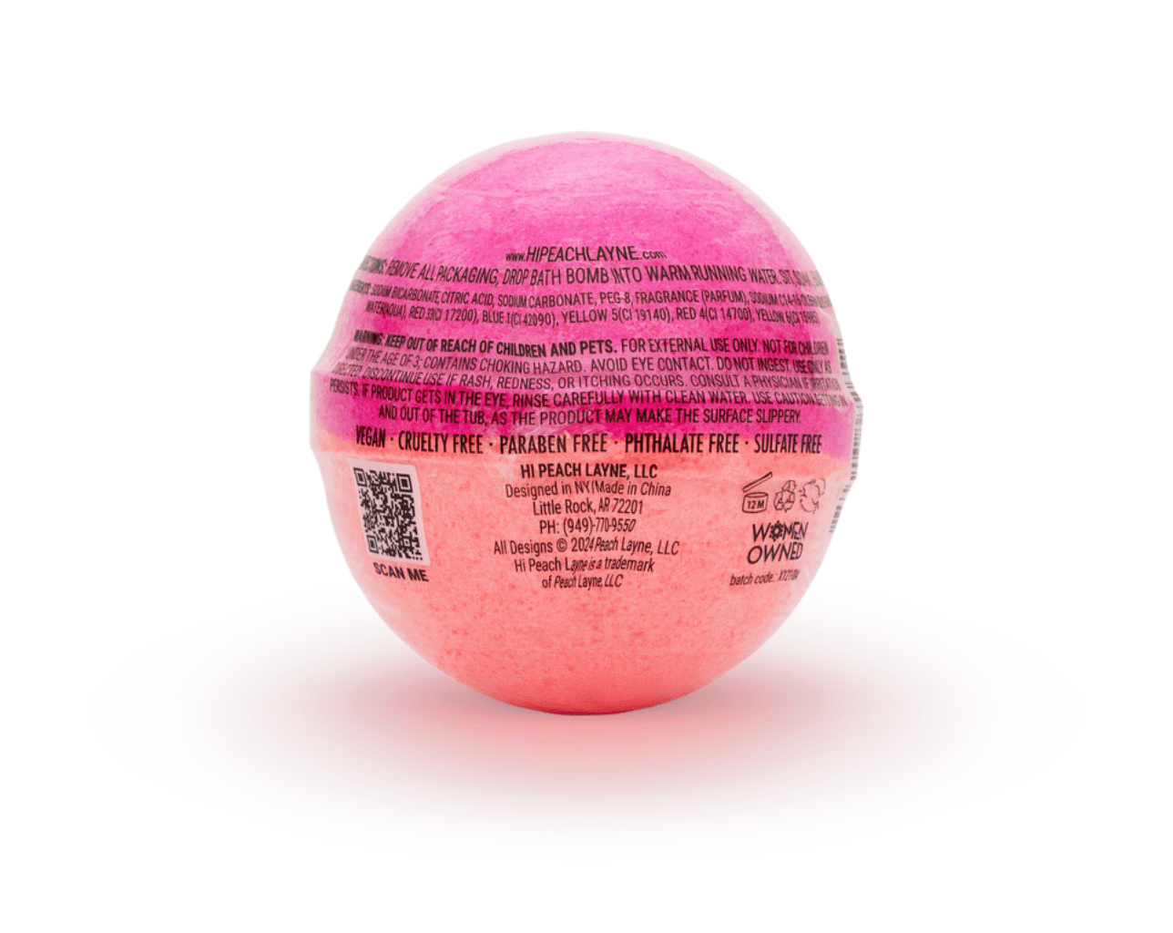 (3 pack) Hi Peach Layne Berry Bougie Hot Pink and Peach Bath Bomb with Prize, 4.5 oz.