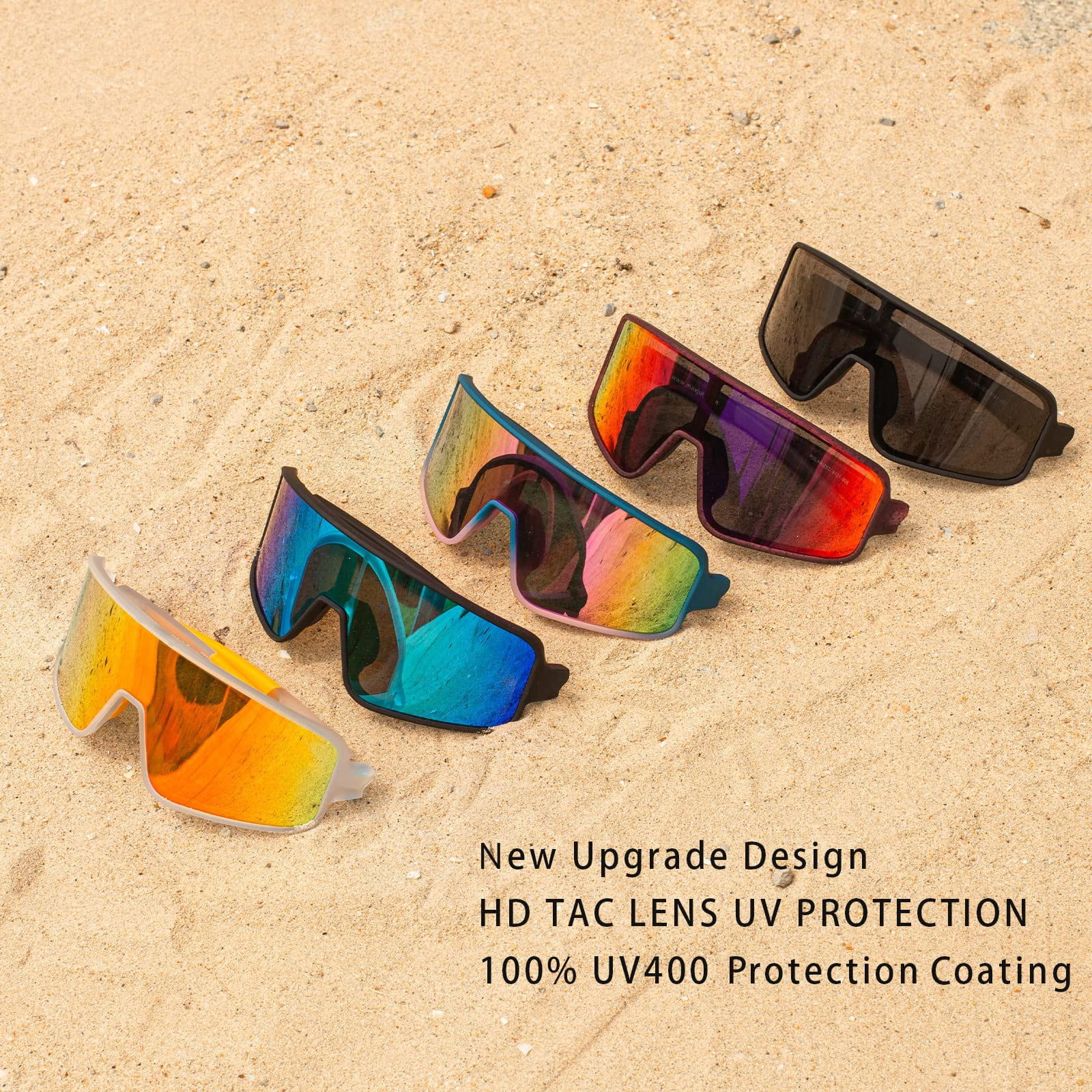 MAXJULI Polarized Sunglasses for Men Women, Windproof Outdoor Sports Cycling Running UV400 Protection Sun Glasses 8121