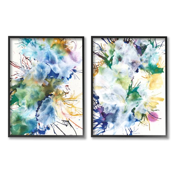 Stupell Industries Modern Urban Rainbow Splatter Graphic Art Black Framed Art Print Wall Art, Set of 2, Design by Jodi Fuchs