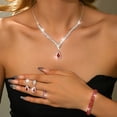 thumbnail image 5 of AEXTO Red Teardrop Crystal Set Dangle Earrings & Bracelet – Perfect for Wedding, Party – Victorian Style Silver Jewelry for Women, 5 of 15