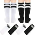 thumbnail image 5 of 4 Pairs Kids Soccer Socks Toddler Soccer Socks Girls Boys Soccer Socks Toddler Knee High Socks Toddler Kids Tube Socks, 5 of 6