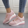 thumbnail image 6 of Junboys Womens Fashion Platform Casual Sneakers - Wedge Lace-Up Tennis Shoes for Comfort Daily Style,Pink 36, 6 of 6