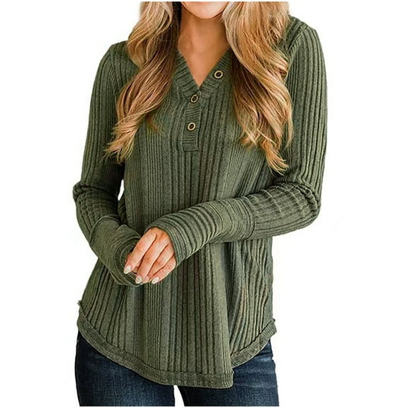 GigrtiJin Women's Plus Size Sweaters Long Sleeves V Neck Pullover Tunic Tops Comfy Loose Casual Solid Color Blouse