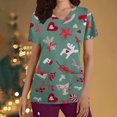 thumbnail image 1 of Pntutb Moda para mujer Camisetas de manga corta con cuello en V Uniforme de trabajo Estampado de Navidad con tops de blusa de bolsillo Pntutb Pntutb-3191, 1 of 5