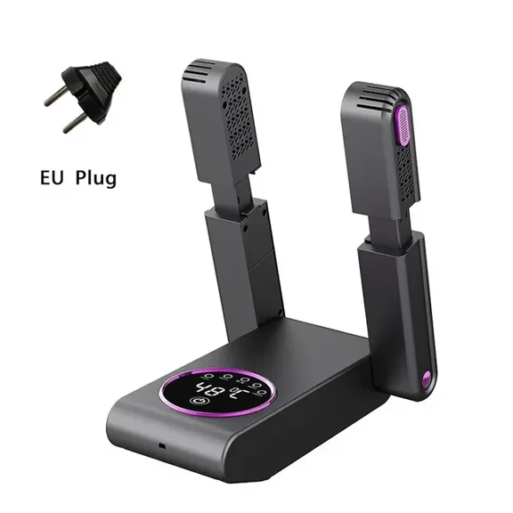 Portable Shoe Dryer Electric Shoe and Boot Dryer 180° Folding Design Smart Display for Shoes Gloves Hats Socks Ski Boots (EU Plug Single)