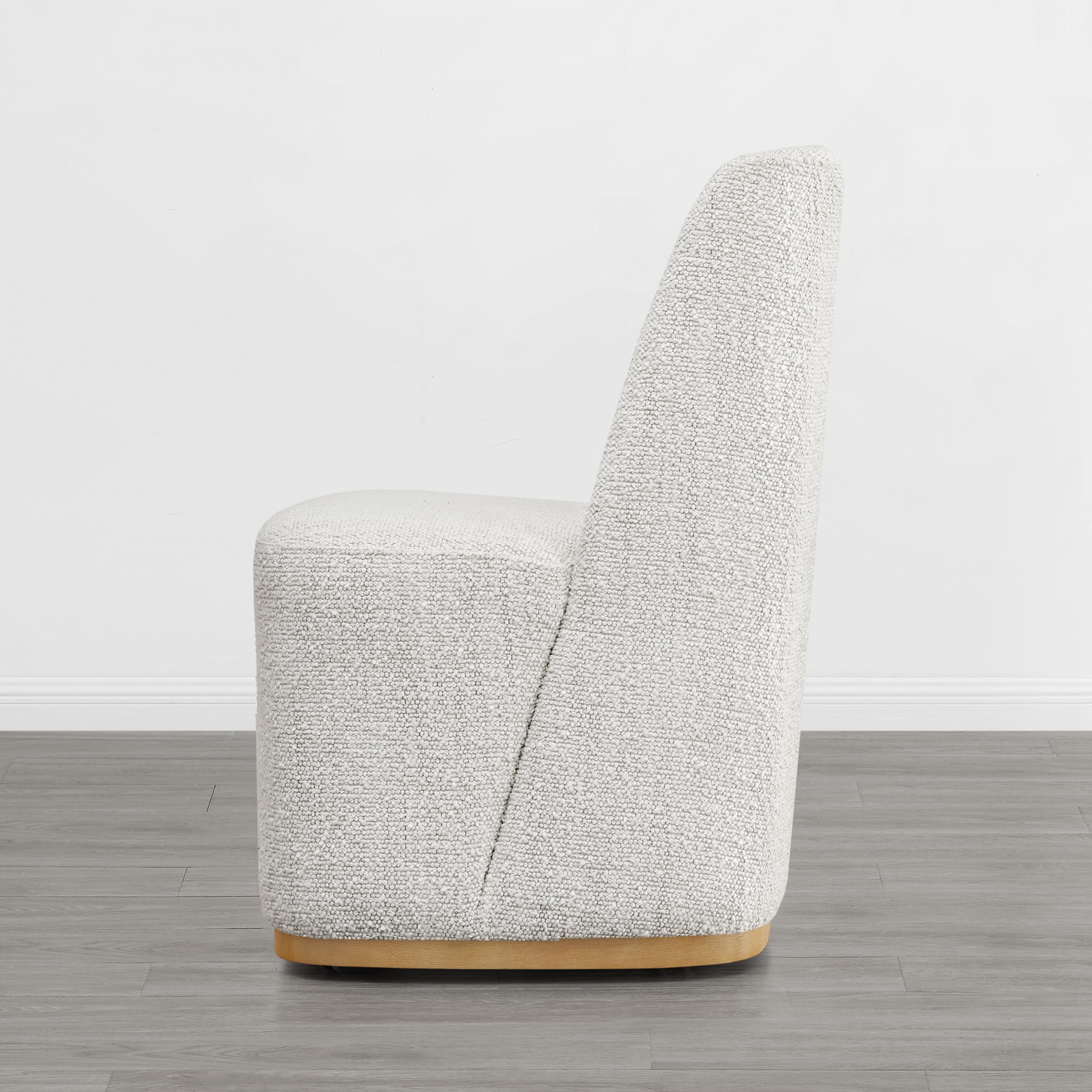 Spruce & Spring Modern Upholstered Dining Chair with Hidden Casters & Wood Base Set of 2, Pearl White