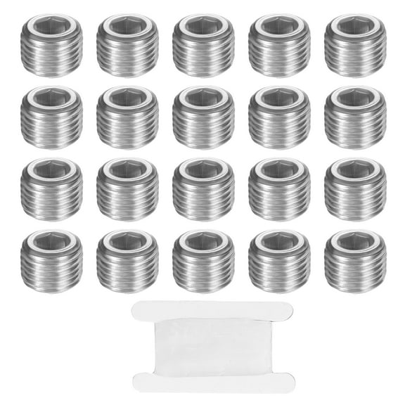 20 Pcs 304 Stainless Steel Pipe Plug 1/4" NPT Male Internal Hex Thread Socket Pipe Plug