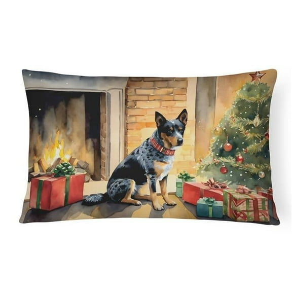 3 x 16 x 12 in. Australian Cattle Dog Cozy Christmas Throw Pillow