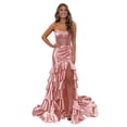 thumbnail image 1 of Vestido de fiesta Mollyevers Dusty Rose Satin Mermaid Tiered 2025, 1 of 7