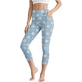 thumbnail image 2 of DIOAZUD Women's High Waisted Capri Jeggings with Pockets Printed Yoga Pants Workout Tights Blue S-XXXL, 2 of 8