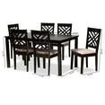 thumbnail image 2 of Baxton Studio Caron Modern and Contemporary Sand Fabric Upholstered Espresso Brown Finished Wood 7-Piece Dining Set, 2 of 7