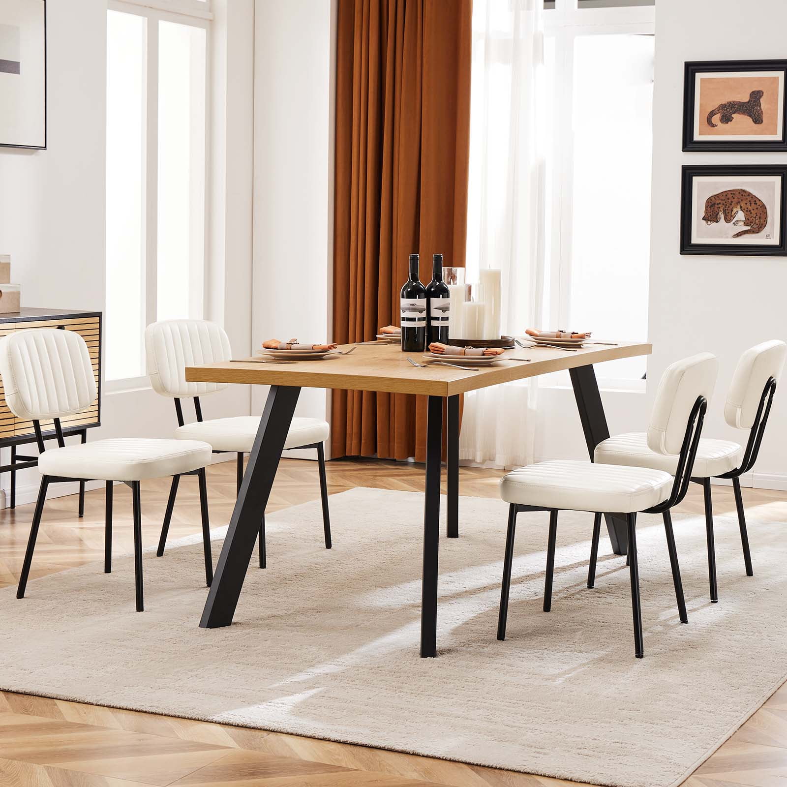 CONCETTA Mid-century Modern Dining Chairs, Kitchen Chairs Set of 4, White