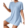 thumbnail image 3 of Conjunto de Dos Piezas de Corta para Mujer, con Camiseta Oversize y Shorts Estilo Biker, Color Azul Talla M, 3 of 7
