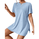 thumbnail image 3 of Conjunto de Dos Piezas de Corta para Mujer, con Camiseta Oversize y Shorts Estilo Biker, Color Azul , Talla S, 3 of 7