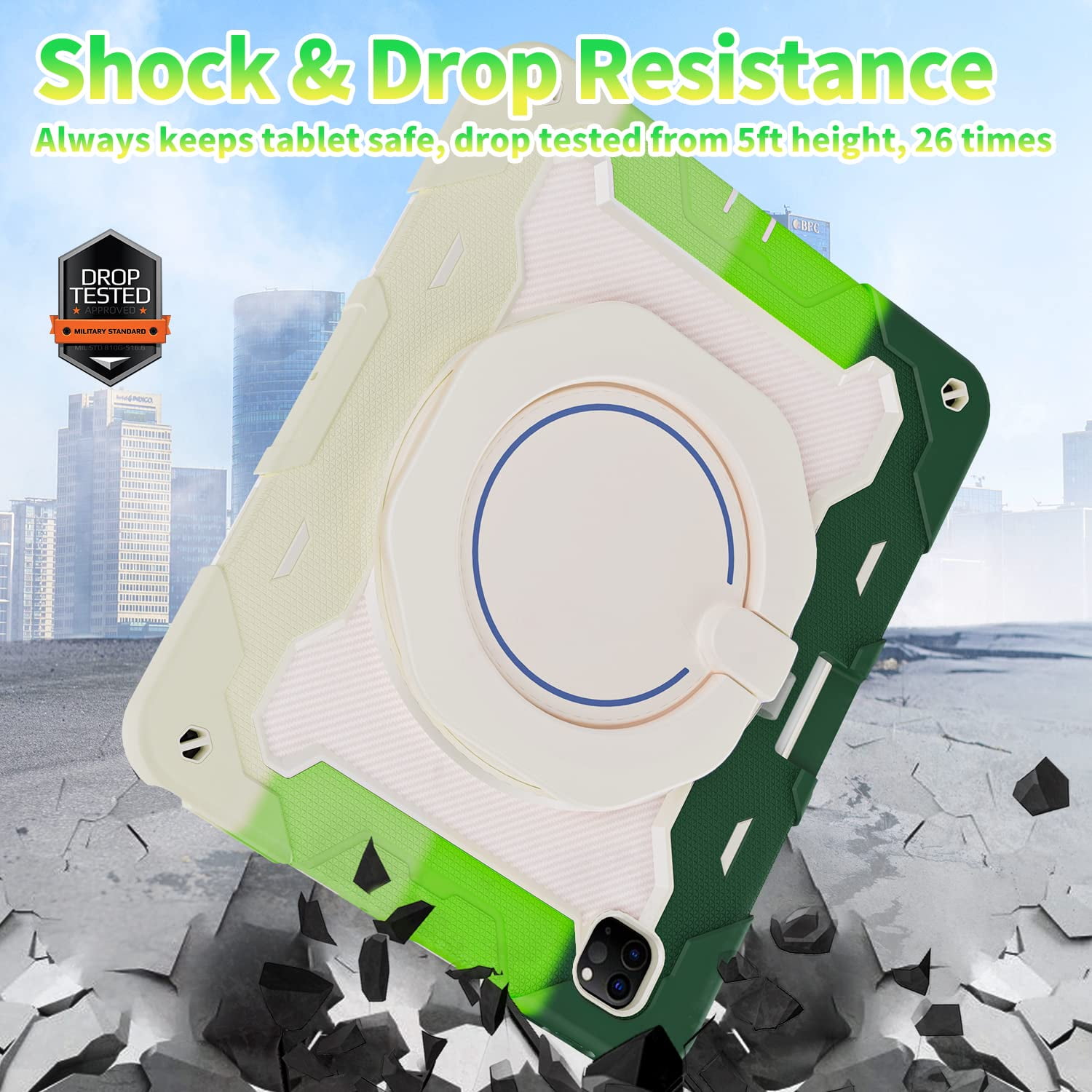 ROISKIN for iPad Pro 12.9 inch Case (6th/5th/4th/3rd generation)with Screen Protector for Kids, 360 Kickstand,Handle, Pencil Holder,Shoulder Strap Heavy Duty Rugged 12.9 iPad Case