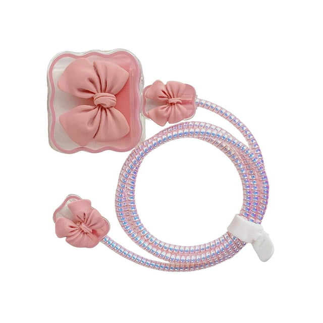 TISHITA Chargers Cable Protective Cover ,Cute Fast Charger Protector, 3D Protective Case Bow Knot Pink