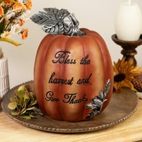 Northlight Autumn "Bless the Harvest and Give Thanks" Pumpkin Decoration - 10" - Orange