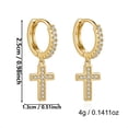 thumbnail image 2 of NICKSUN Minimalist Paved Cubic Zirconia Cross Dangle Hoop Earrings, Classic Rhinestone Cross Drop Huggie Earrings, 2 of 7