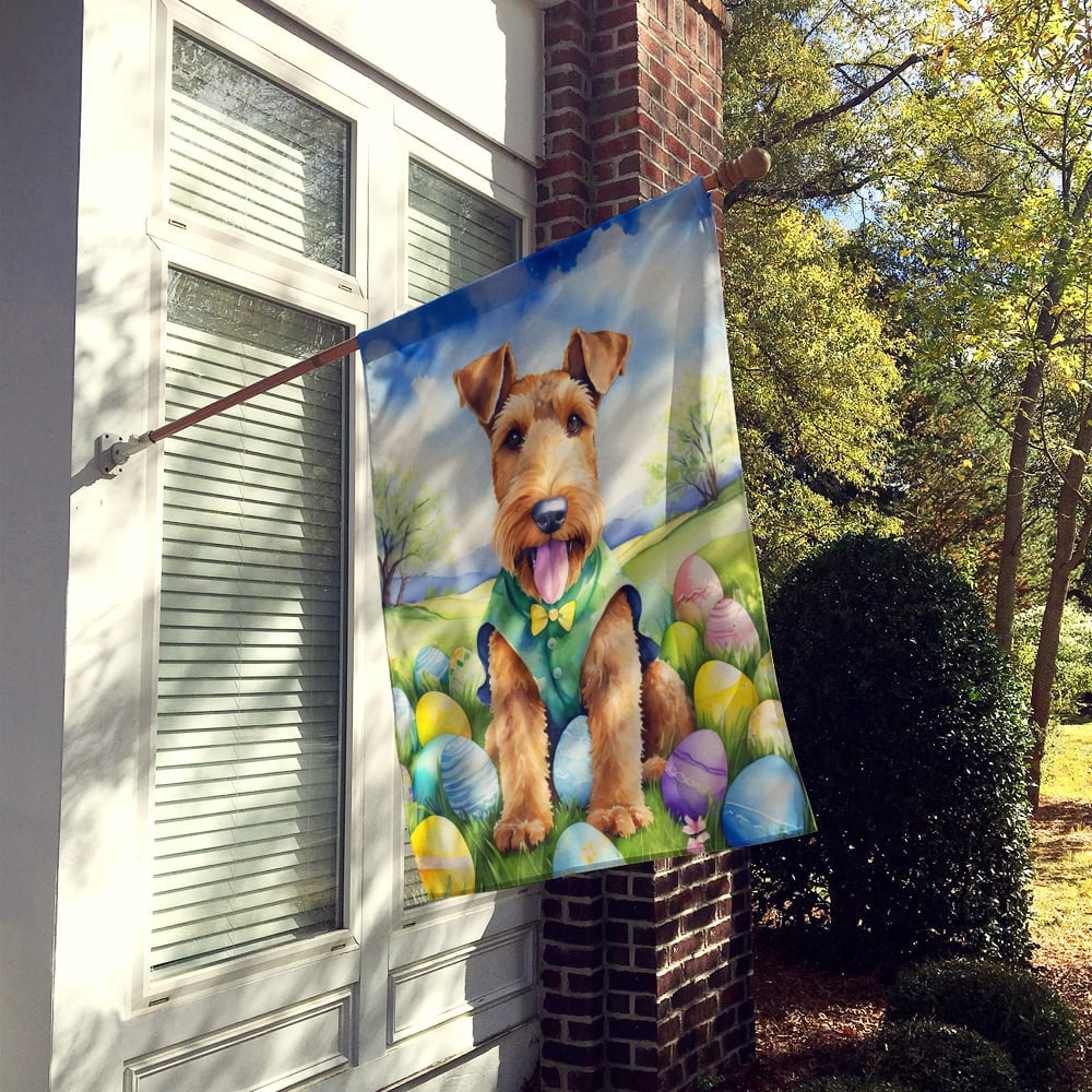 Airedale Terrier Easter Egg Hunt House Flag 28 in x 40 in