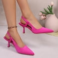 thumbnail image 4 of Miluxas Kitten Heels for Women Pointed Closed Toe Heels Low Pumps Shoes for Party Work office Hot Pink 5.5(36), 4 of 7