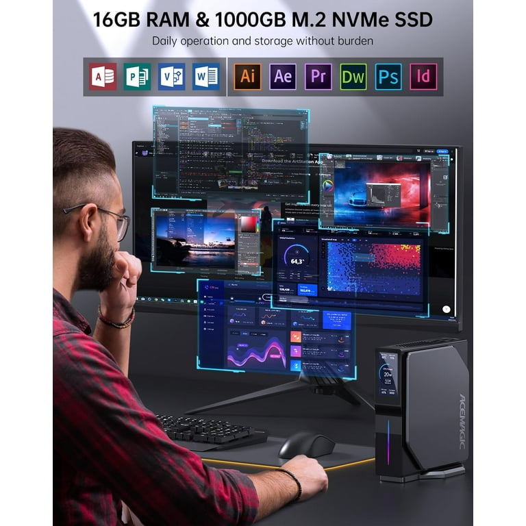 ACEMAGIC S1 RGB Mini PC, 16GB DDR4 1024GB (1TB) – KAMRUI