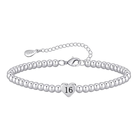 VEEDOFA 16th Birthday Gifts for Women, 925 Sterling Silver Plated Heart Cuff Bracelet, Hypoallergenic Adjustable Milestone Jewelry with Gift Box