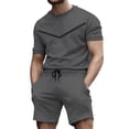 thumbnail image 1 of Conjuntos cortos Cagnkofi para hombre, conjuntos de 2 piezas, chándales de verano de moda, camisa de manga corta y pantalones cortos, conjunto informal a juego., 1 of 7