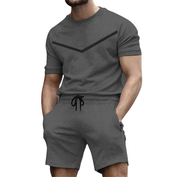Conjuntos cortos Cagnkofi para hombre, conjuntos de 2 piezas, chándales de verano de moda, camisa de manga corta y pantalones cortos, conjunto informal a juego.