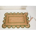 thumbnail image 3 of Hand Braided Natural Jute Rug Beige and Green Scalloped Area Rug Rectangle Rug, 3 of 5
