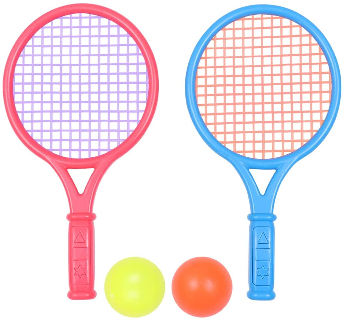papafix Kids Tennis Racquet Set with 2 Balls 10.43 inch Beginners Player Small Tennis Racket Plastic Childrens Outdoor Sports Toys 