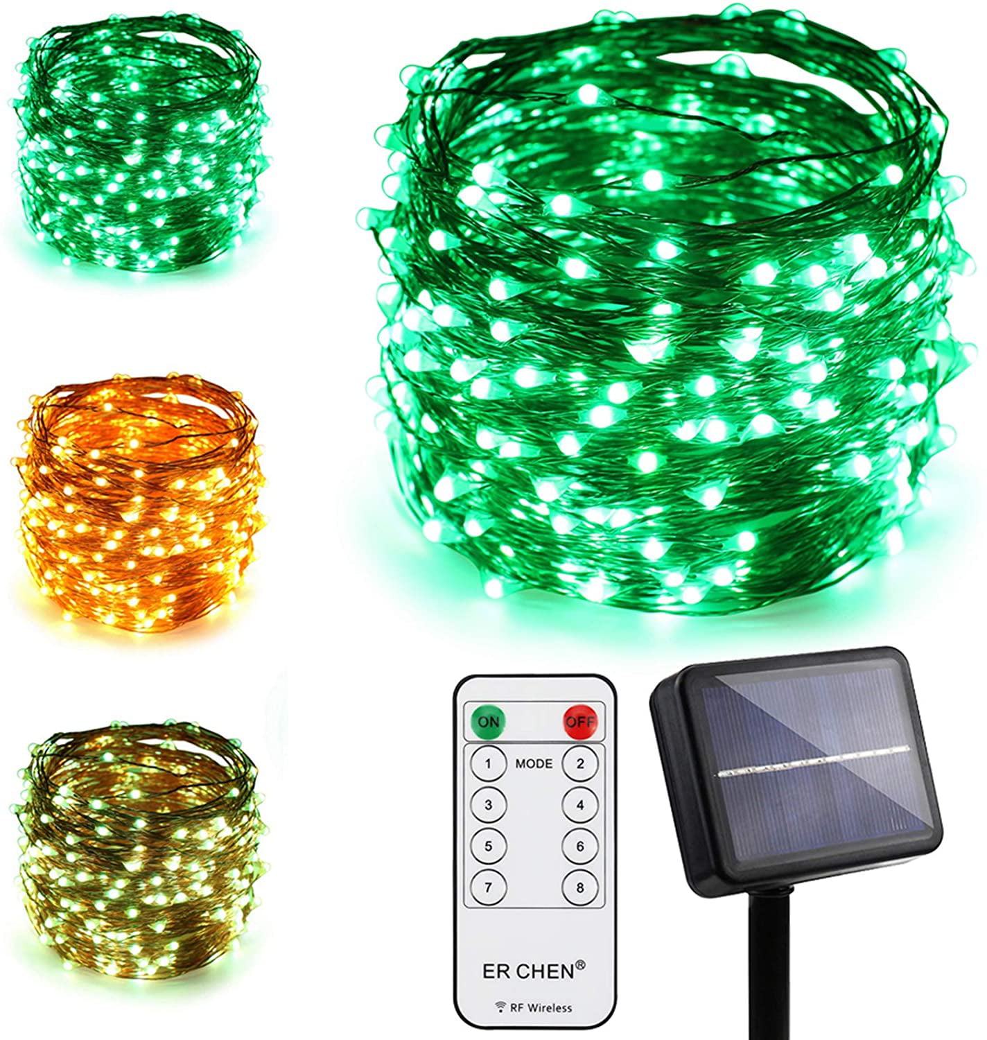 Solar String Lights with 8 Modes Remote Control 99ft 300 LED Copper Wire Fairy L 