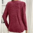 thumbnail image 5 of HAiming Womens Pullover Tunic Tops Casual Long Puff Sleeve Crewneck Lightweight Solid Color Loose Ribbed Clothes, 5 of 7