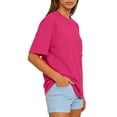 thumbnail image 3 of Lumtrix Womens 2026 Spring Summer Going Out Tops Casual Short Sleeve Crewneck Loose Fit Basic Oversized T Shirts Hot Pink XL, 3 of 4