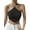 Black, variant on Women'S Sleeveless Tie Back Asymmetrical Hem Knitted Halter - Crop Top L