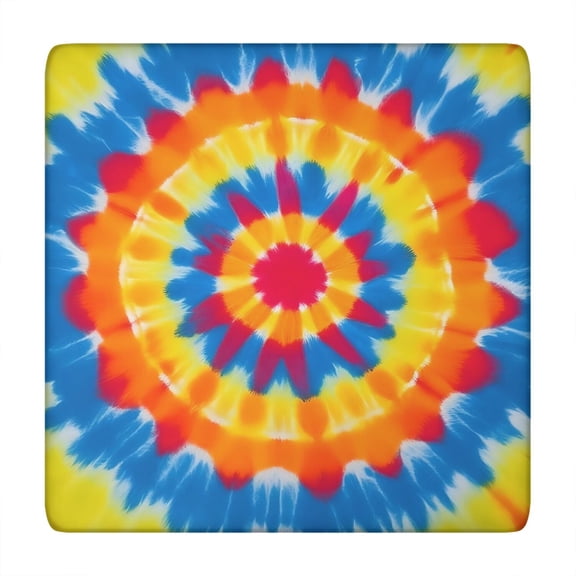 Colorful Tie Dye Mandala Square Fitted Tablecloth with Elastic Edge,Square Table Cover,Washable Elastic Table Cover for Home Kitchen Party Decor 34"x34"