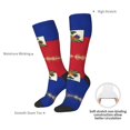 thumbnail image 5 of Women's Knee High Socks Haitian Flag Pattern Thermal Soft Knee Long Socks, 5 of 7