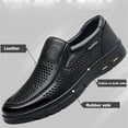 thumbnail image 4 of Men's Perforated Leather Shoes - Breathable Business Loafers with Soft Anti-Slip Sole | Orthopedic Dress Sandals | Comfortable Dad Shoes for Walking | Senior-Friendly Footwear, 4 of 9